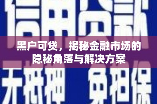 繁昌黑户可贷，揭秘金融市场的隐秘角落与解决方案