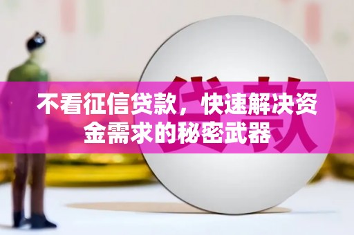 繁昌不看征信贷款，快速解决资金需求的秘密武器