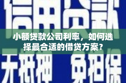 繁昌小额贷款公司利率，如何选择最合适的借贷方案？