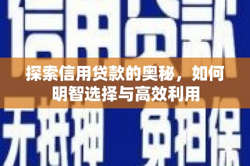 繁昌探索信用贷款的奥秘，如何明智选择与高效利用