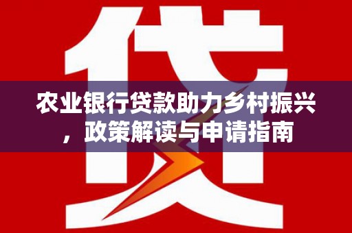 繁昌农业银行贷款助力乡村振兴，政策解读与申请指南