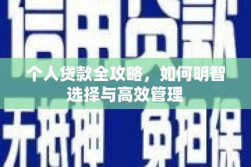 繁昌个人贷款全攻略，如何明智选择与高效管理